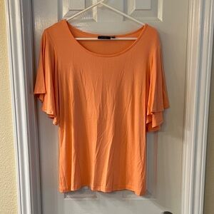 Apt. 9 Coral Orange Short Sleeve Layered Flutter Top